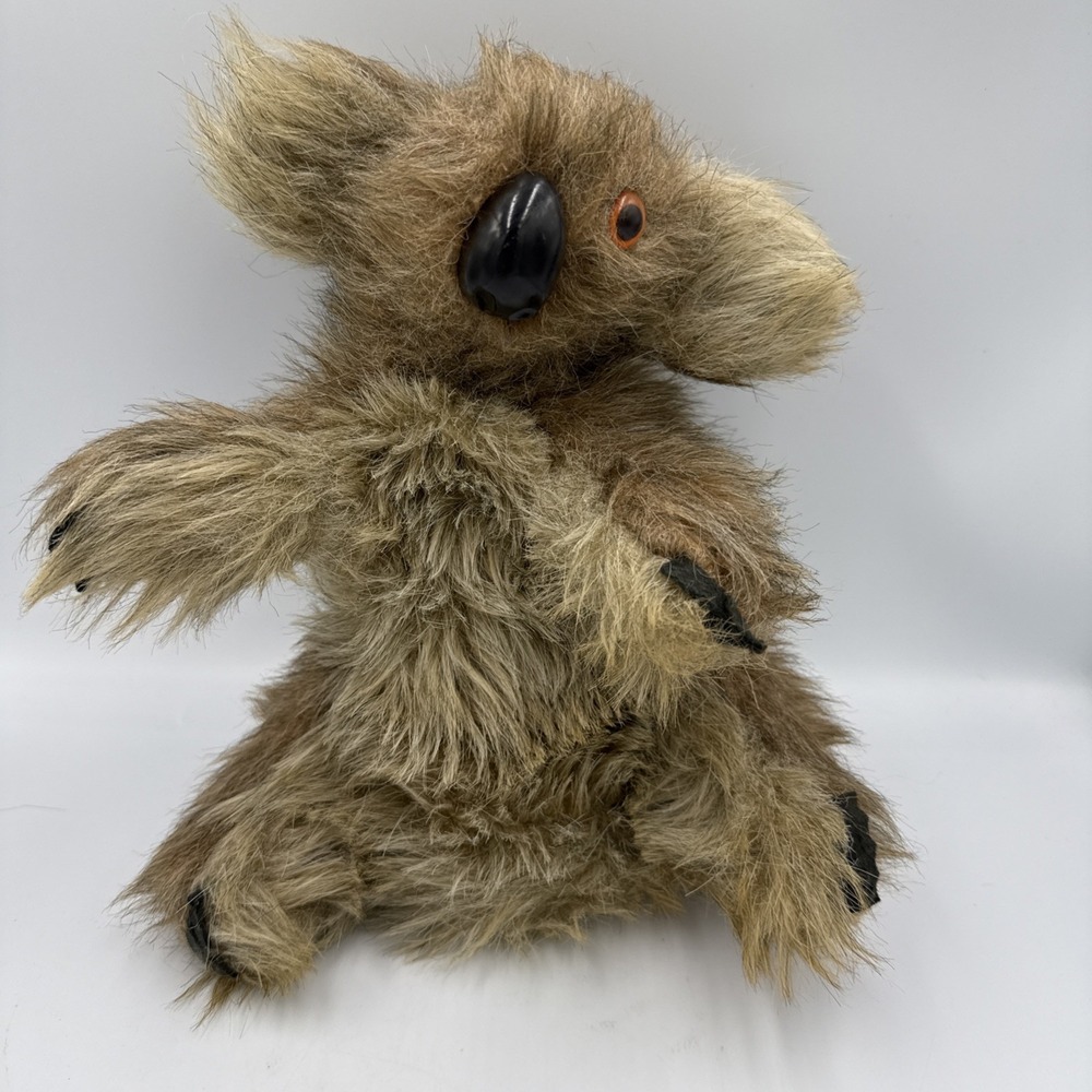 1976 Vintage Koala Bear Brown Tan Furry Folk Hand Puppet Plush Toy Korea 10" EUC